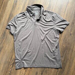 Tommy John Men's Polo Shirt Size Large Taupe Brown Short Sleeve Super Soft